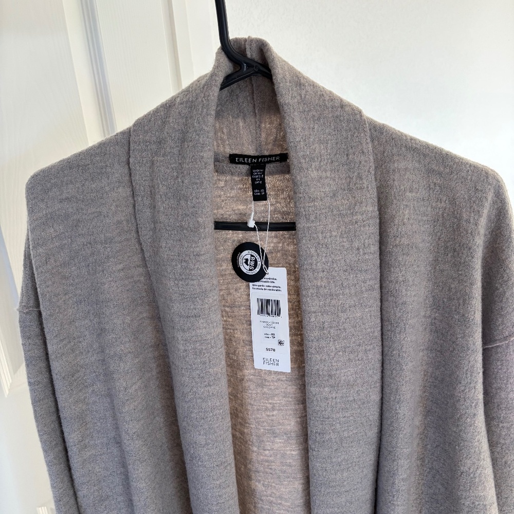 Eileen Fisher long trench jacket, brand new, tags on, 100% wool, flowy style
